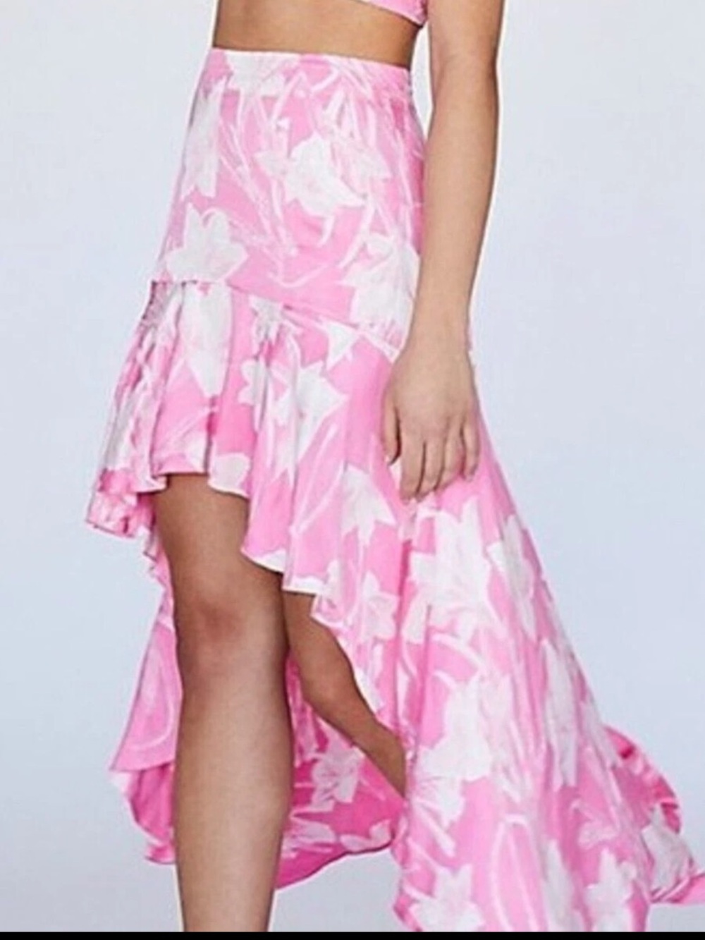 Free People Aurora Pink and White Floral High Low Skirt - Size 8